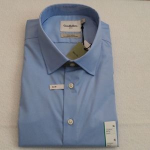 Blue Slim Fit Long Sleeve Dress Shirt XL